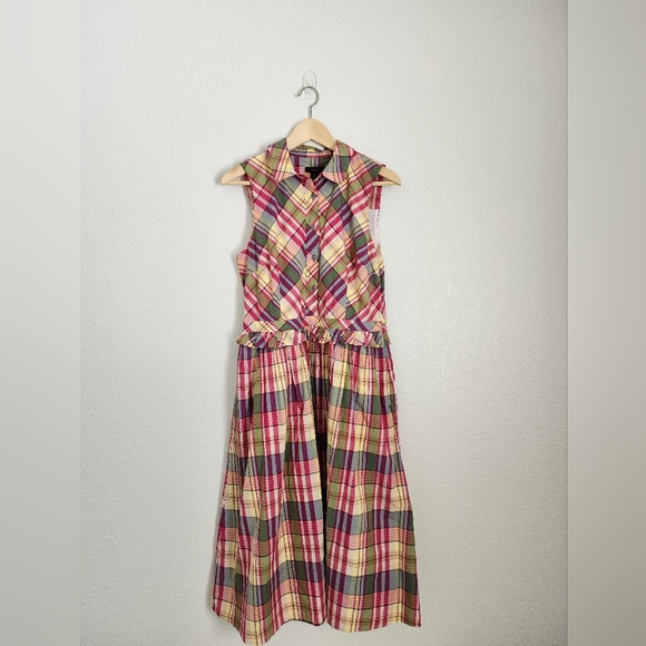 J. Crew Dresses & Skirts - J. Crew Women's Size 8 Plaid Midi A-Line Casual Spring Shirtdress